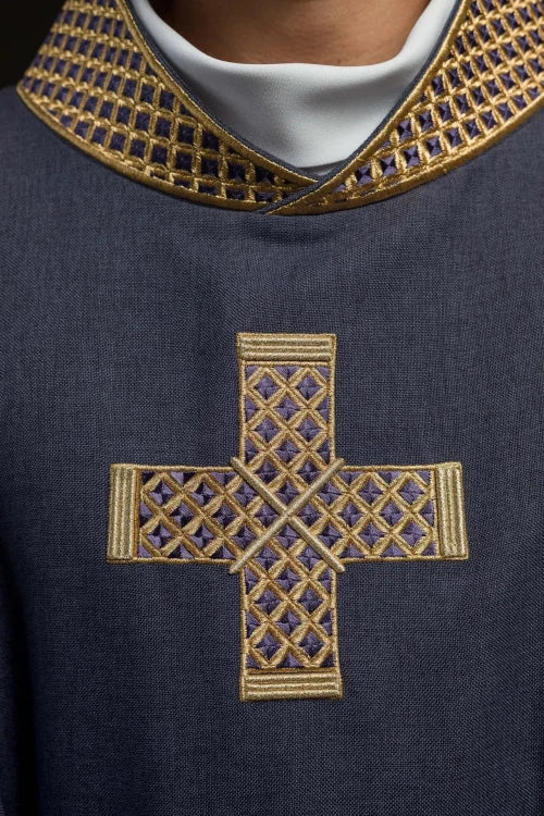Purple Chasuble with embroidered crosses - Variant V - gallery view 3