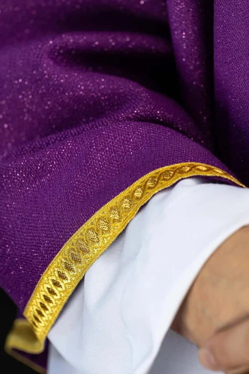 Purple Chasuble with embroidered decorative band - gallery view 3