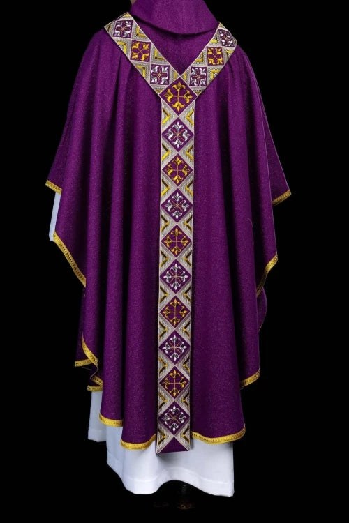 Purple Chasuble with embroidered decorative band - gallery view 9