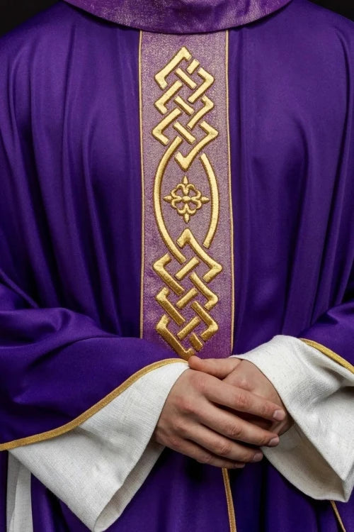 Purple Chasuble with embroidered decorative band - Variant I - gallery view 1