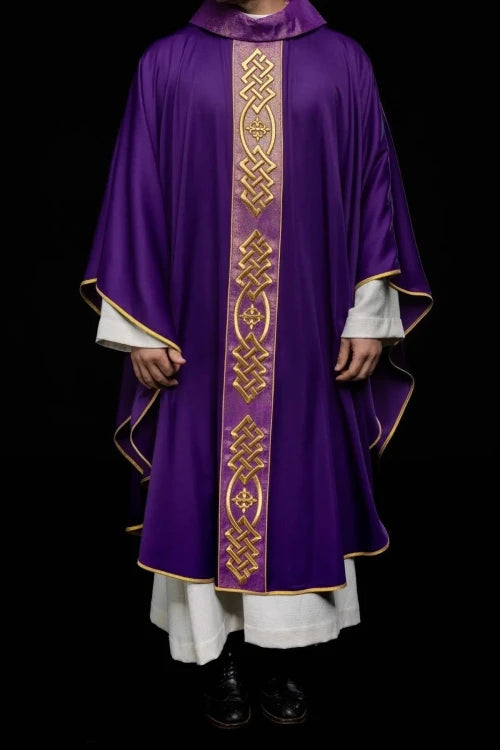 Purple Chasuble with embroidered decorative band - Variant I - gallery view 2