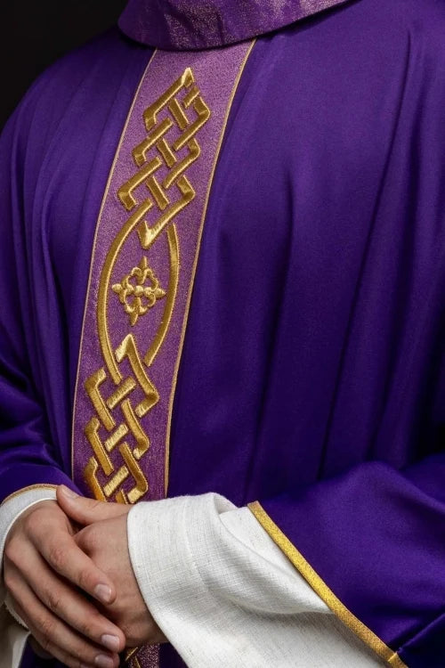Purple Chasuble with embroidered decorative band - Variant I - gallery view 4