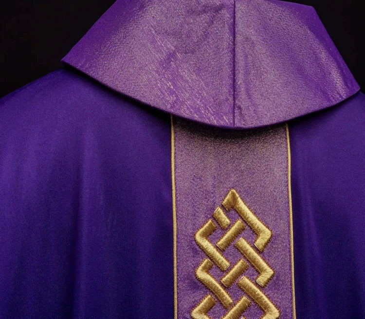 Purple Chasuble with embroidered decorative band - Variant I - gallery view 6