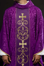 Purple Chasuble with embroidered decorative band - Variant II - gallery view 1