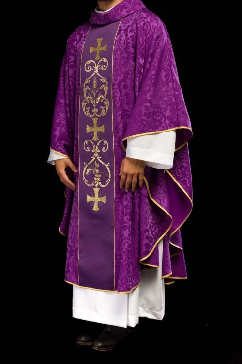 Purple Chasuble with embroidered decorative band - Variant II - gallery view 2