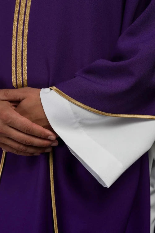Purple Chasuble with embroidered IHS cross - gallery view 4
