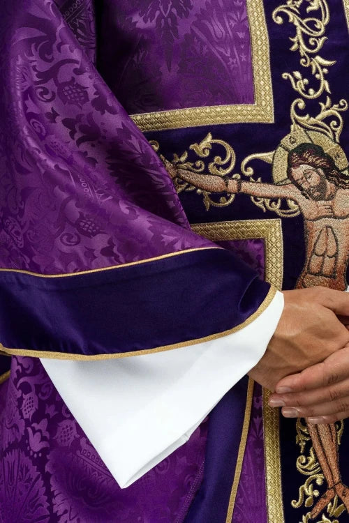 Purple Chasuble with embroidered image of Jesus Christ - gallery view 4