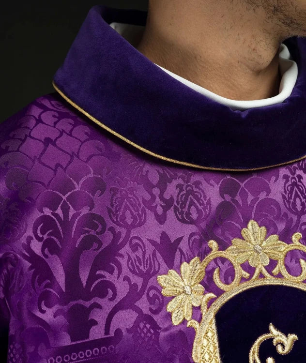 Purple Chasuble with embroidered image of Jesus Christ - gallery view 5