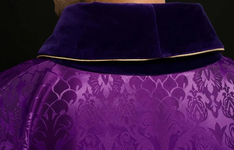 Purple Chasuble with embroidered image of Jesus Christ - gallery view 6