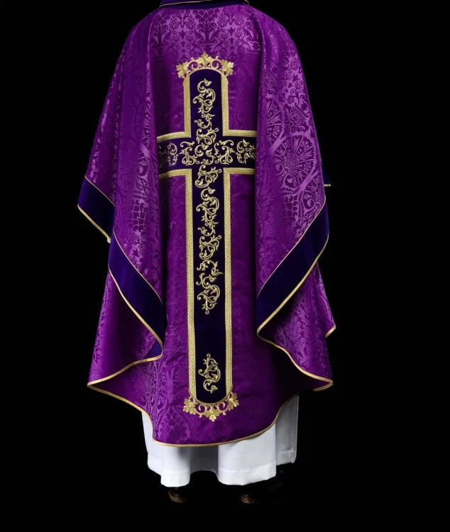 Purple Chasuble with embroidered image of Jesus Christ - gallery view 8