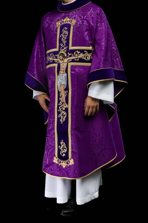 Purple Chasuble with embroidered image of Jesus Christ - gallery view 9