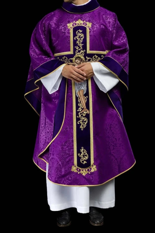 Purple Chasuble with embroidered image of Jesus Christ - gallery view 10