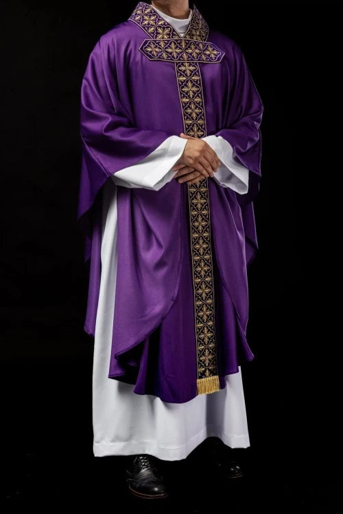 Purple Chasuble with embroidery with 500 decorative stones - Variant I - gallery view 8