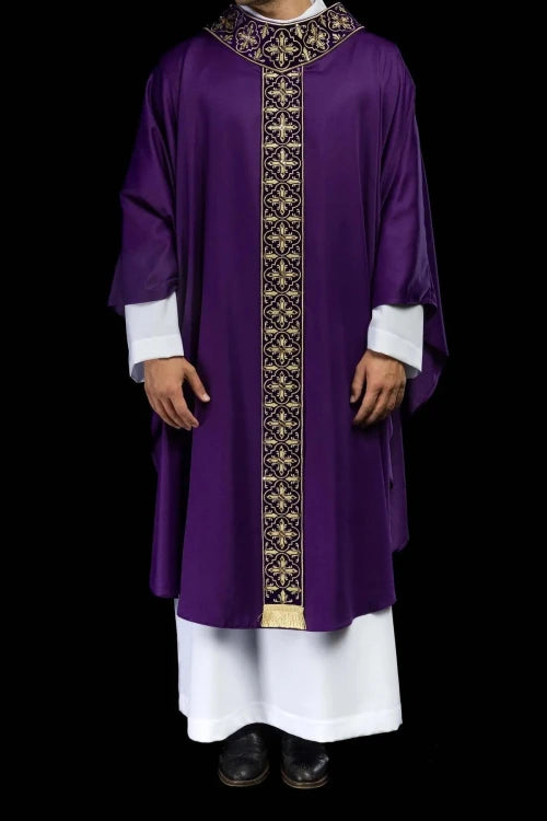 Purple Chasuble with embroidery with 500 decorative stones - Variant II - gallery view 2