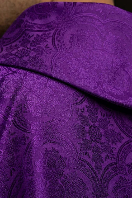 Purple Chasuble with gold cross embroidery and jacquard fabric - Variant II - gallery view 6