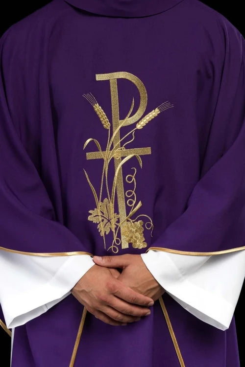 Purple Chasuble with gold cross embroidery - Variant I - gallery view 1