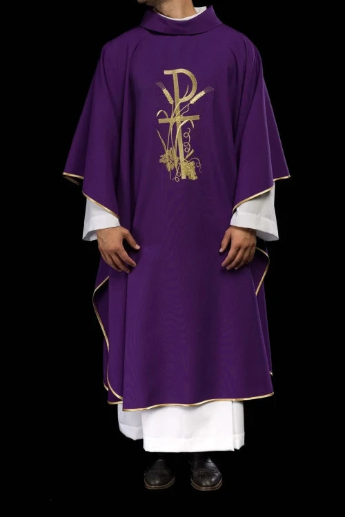 Purple Chasuble with gold cross embroidery - Variant I - gallery view 2