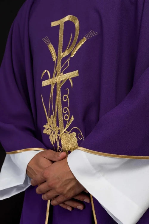 Purple Chasuble with gold cross embroidery - Variant I - gallery view 4
