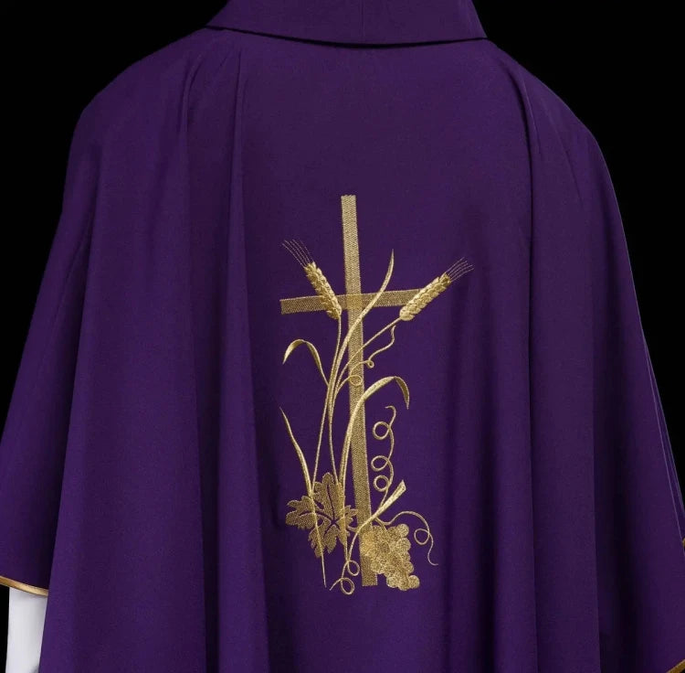 Purple Chasuble with gold cross embroidery - Variant I - gallery view 6