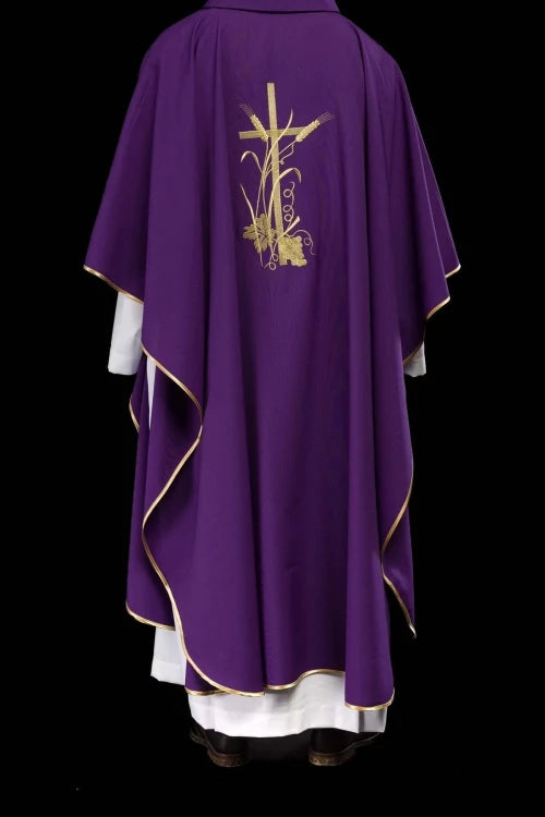 Purple Chasuble with gold cross embroidery - Variant I - gallery view 7