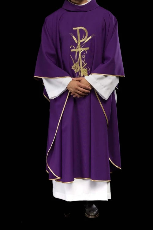 Purple Chasuble with gold cross embroidery - Variant I - gallery view 8
