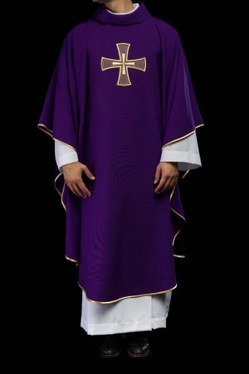 Purple Chasuble with gold IHS embroidery - Variant I - gallery view 2