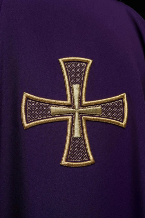 Purple Chasuble with gold IHS embroidery - Variant I - gallery view 3