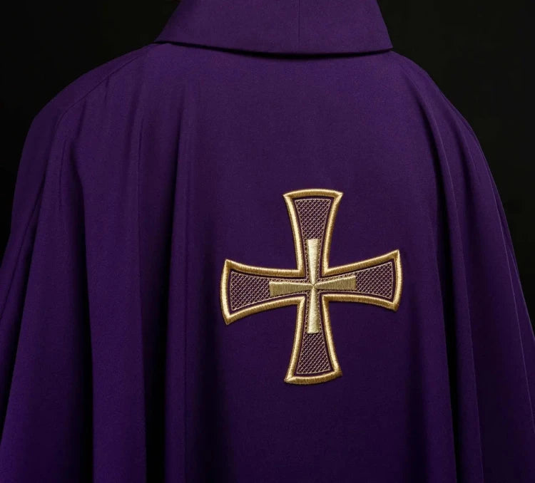 Purple Chasuble with gold IHS embroidery - Variant I - gallery view 6
