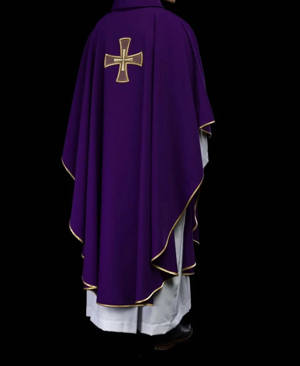 Purple Chasuble with gold IHS embroidery - Variant I - gallery view 7