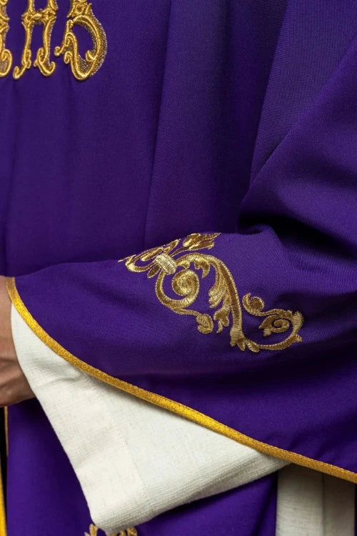 Purple Chasuble with gold IHS embroidery - Variant II - gallery view 5