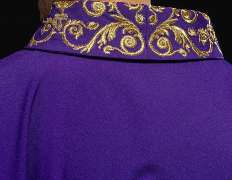 Purple Chasuble with gold IHS embroidery - Variant II - gallery view 8