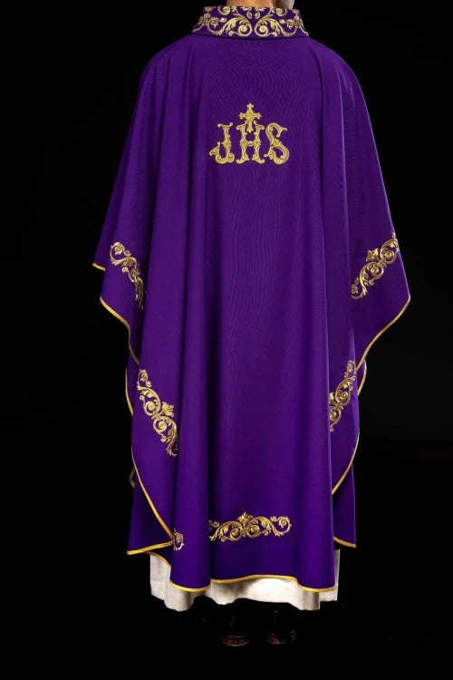 Purple Chasuble with gold IHS embroidery - Variant II - gallery view 10