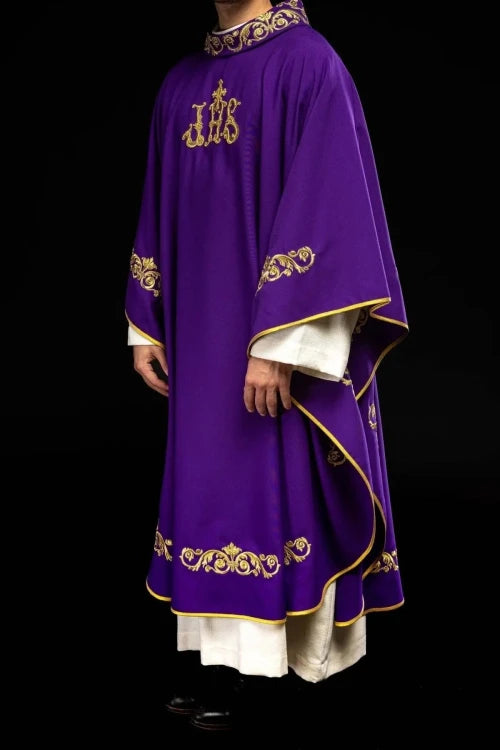 Purple Chasuble with gold IHS embroidery - Variant II - gallery view 11
