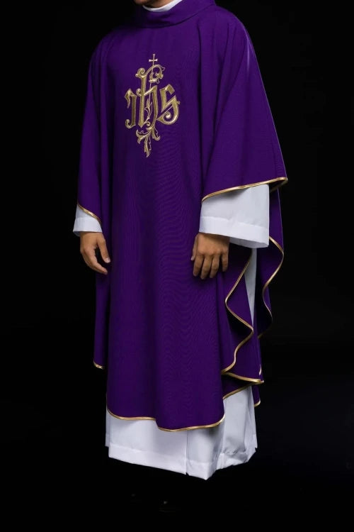 Purple Chasuble with gold IHS embroidery - Variant III - gallery view 2