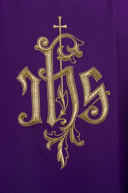 Purple Chasuble with gold IHS embroidery - Variant III - gallery view 4