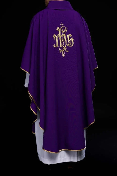 Purple Chasuble with gold IHS embroidery - Variant III - gallery view 7