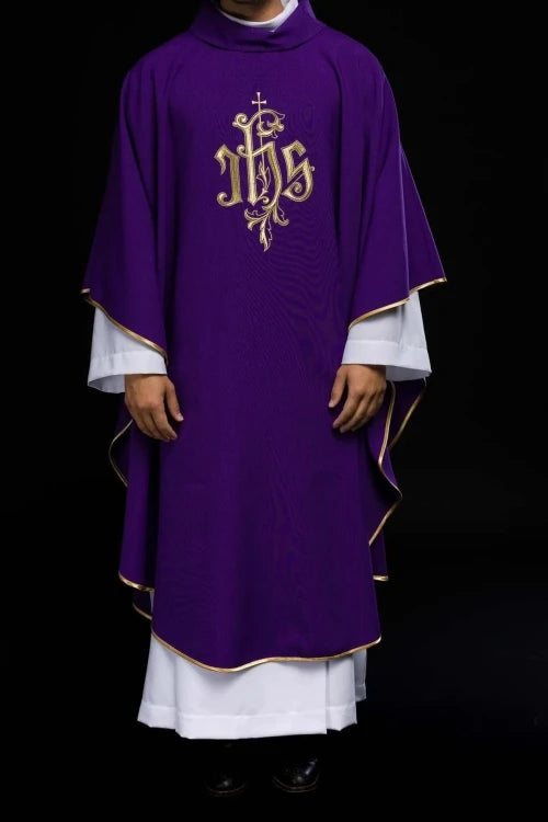 Purple Chasuble with gold IHS embroidery - Variant III - gallery view 8