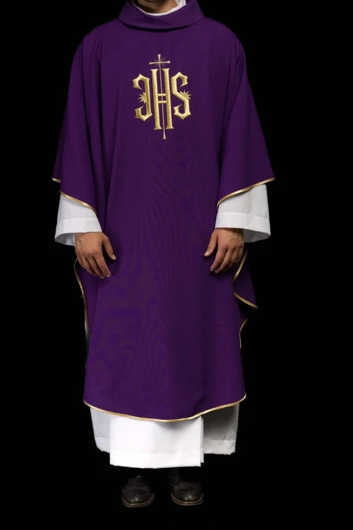 Purple Chasuble with gold IHS embroidery - Variant IV - gallery view 2