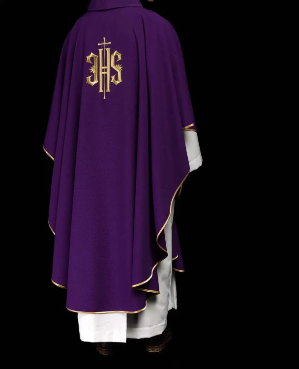 Purple Chasuble with gold IHS embroidery - Variant IV - gallery view 6