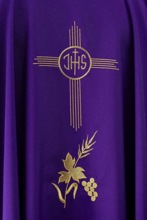 Purple Chasuble with gold IHS embroidery - Variant VI - gallery view 3