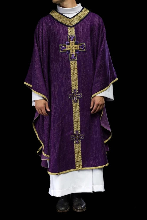 Purple Chasuble with hand decoration with natural stones - Variant I - gallery view 2