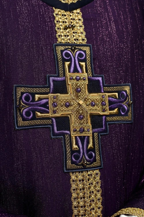 Purple Chasuble with hand decoration with natural stones - Variant I - gallery view 3