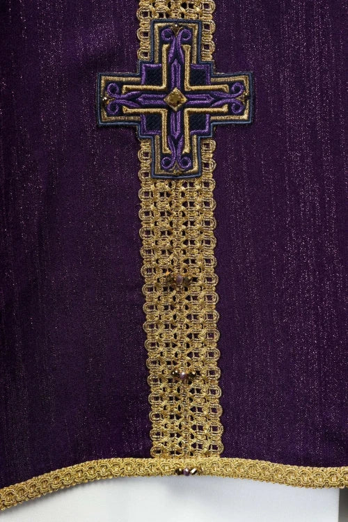 Purple Chasuble with hand decoration with natural stones - Variant I - gallery view 4