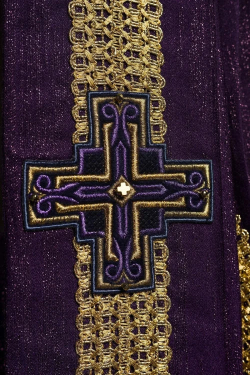 Purple Chasuble with hand decoration with natural stones - Variant I - gallery view 5