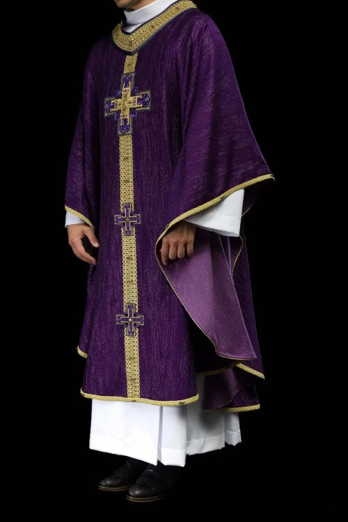 Purple Chasuble with hand decoration with natural stones - Variant I - gallery view 14