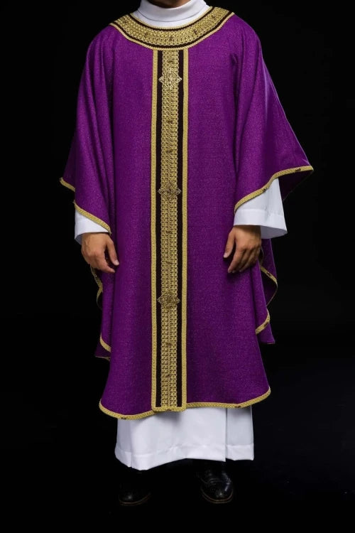 Purple Chasuble with hand decoration with natural stones - Variant III - gallery view 2