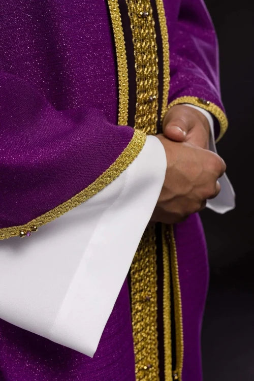 Purple Chasuble with hand decoration with natural stones - Variant III - gallery view 6