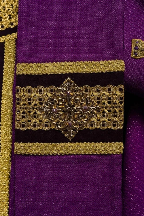 Purple Chasuble with hand decoration with natural stones - Variant III - gallery view 8