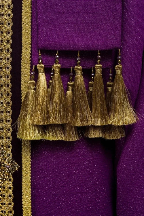 Purple Chasuble with hand decoration with natural stones - Variant III - gallery view 9