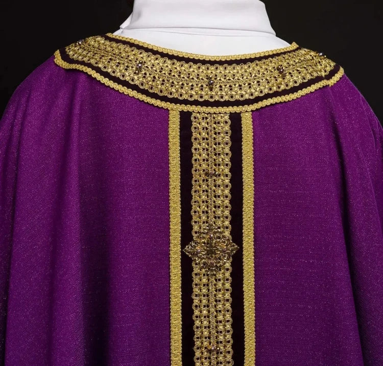 Purple Chasuble with hand decoration with natural stones - Variant III - gallery view 10